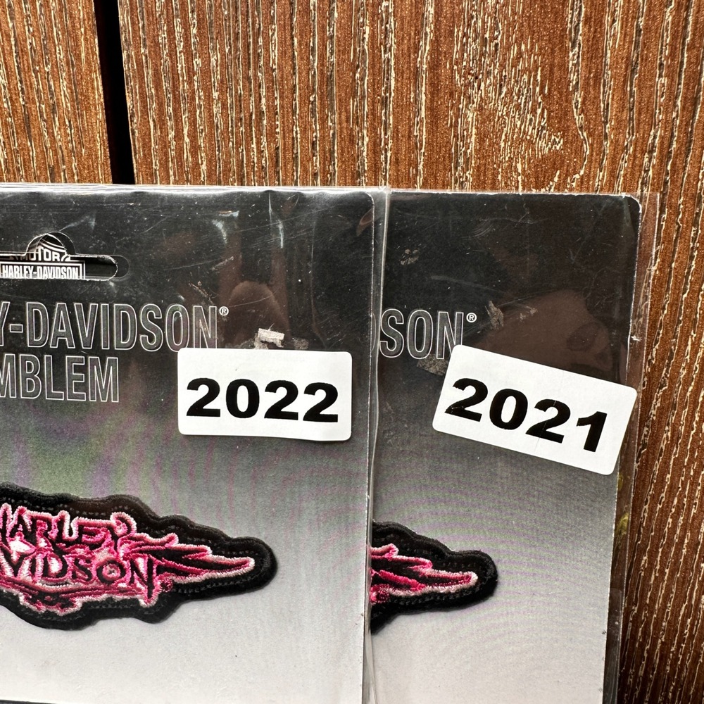 NEW 2005 Harley-Davidson Pink 4" Winged Logo Embroidered Patch Emblem Biker Y2K - Picture 7 of 7